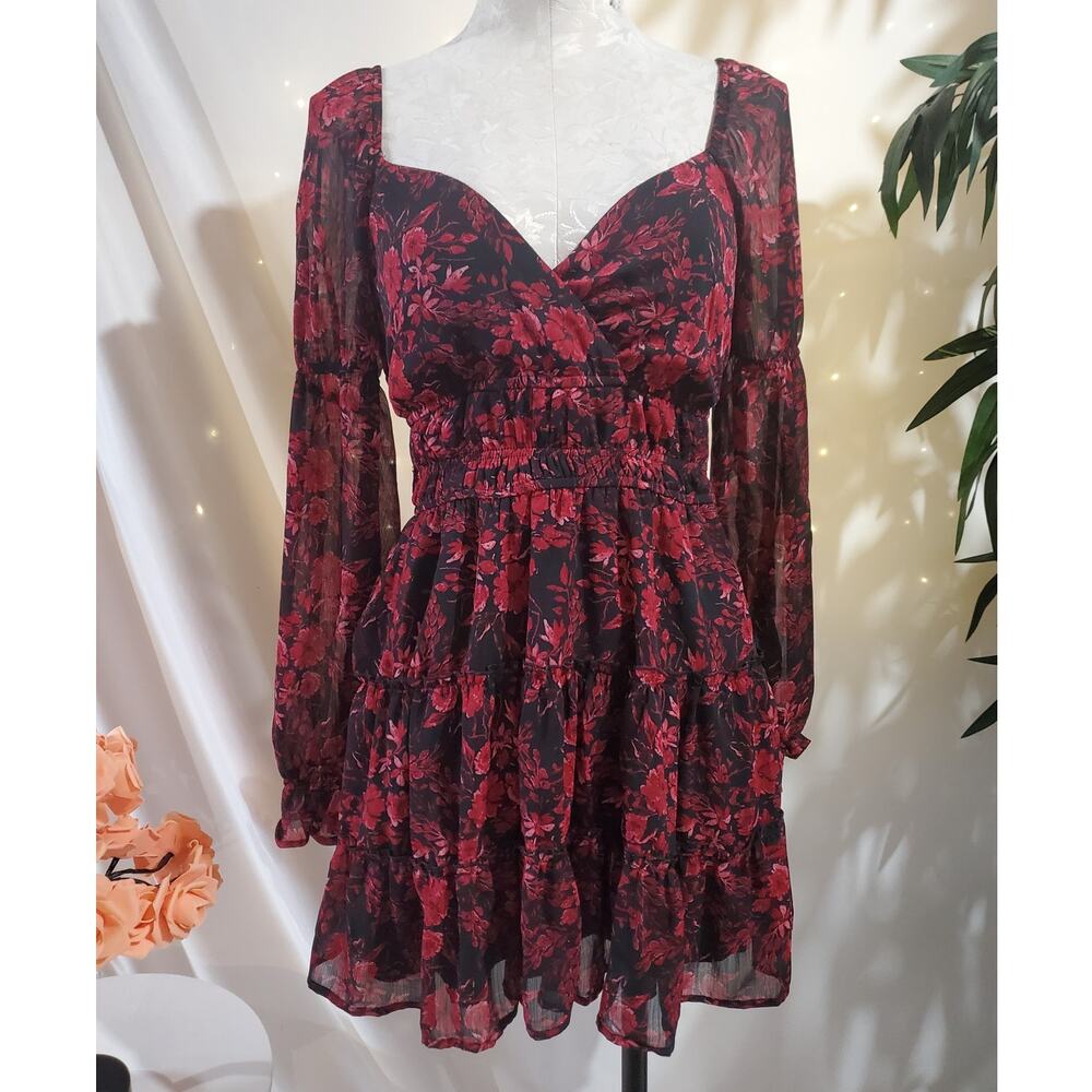 Trixxi Vtg Y2K Sheer Floral Tiered Smocked Babydoll Dress Size S Whimsigoth